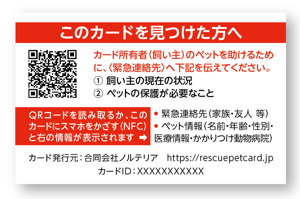 Rescue Pet Card カード裏面