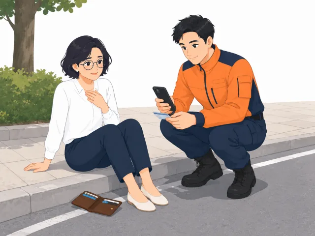 事故・急病時にペット防災カードをスキャンするイラスト